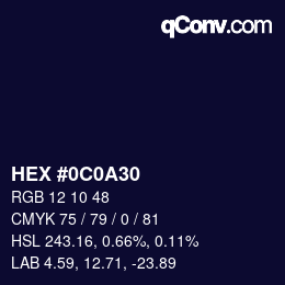 Color code: HEX #0C0A30 | qconv.com
