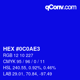Color code: HEX #0C0AE3 | qconv.com