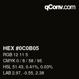 Color code: HEX #0C0B05 | qconv.com