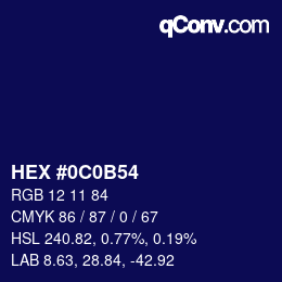 カラーコード: HEX #0C0B54 | qconv.com