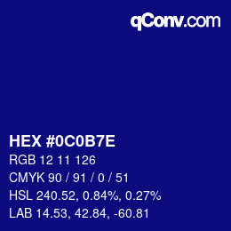 Color code: HEX #0C0B7E | qconv.com