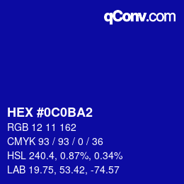 Color code: HEX #0C0BA2 | qconv.com