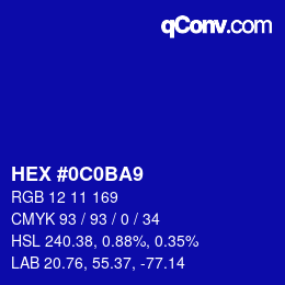 Color code: HEX #0C0BA9 | qconv.com