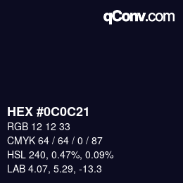 Color code: HEX #0C0C21 | qconv.com