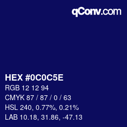 Color code: HEX #0C0C5E | qconv.com