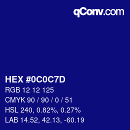 Color code: HEX #0C0C7D | qconv.com