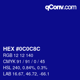 Color code: HEX #0C0C8C | qconv.com