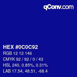 カラーコード: HEX #0C0C92 | qconv.com