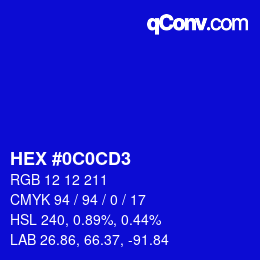 カラーコード: HEX #0C0CD3 | qconv.com