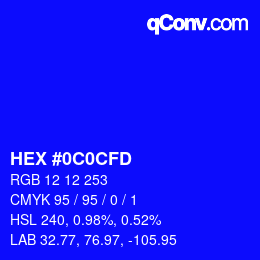 Color code: HEX #0C0CFD | qconv.com
