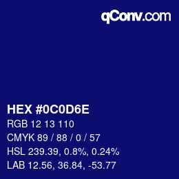 Color code: HEX #0C0D6E | qconv.com