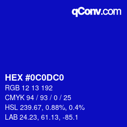 カラーコード: HEX #0C0DC0 | qconv.com