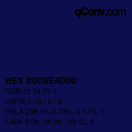 Color code: HEX #0C0E4D00 | qconv.com