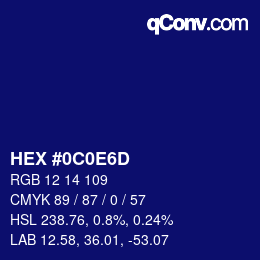 Color code: HEX #0C0E6D | qconv.com