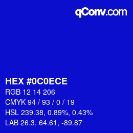 カラーコード: HEX #0C0ECE | qconv.com