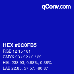 Color code: HEX #0C0FB5 | qconv.com