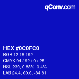 Color code: HEX #0C0FC0 | qconv.com