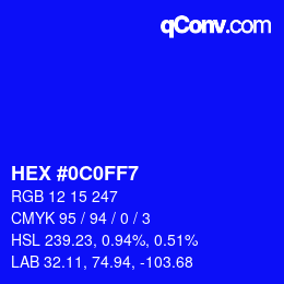 Color code: HEX #0C0FF7 | qconv.com