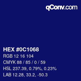 カラーコード: HEX #0C1068 | qconv.com