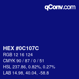 Color code: HEX #0C107C | qconv.com