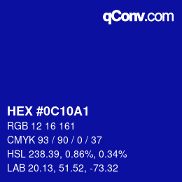 Color code: HEX #0C10A1 | qconv.com