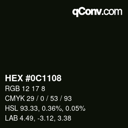 Farbcode: HEX #0C1108 | qconv.com