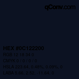 カラーコード: HEX #0C122200 | qconv.com