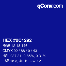 カラーコード: HEX #0C1292 | qconv.com