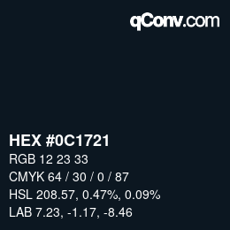 Color code: HEX #0C1721 | qconv.com