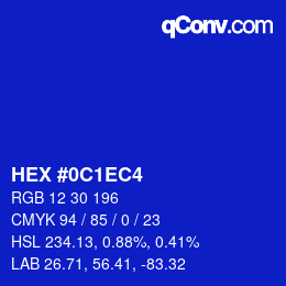 Color code: HEX #0C1EC4 | qconv.com