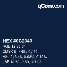 カラーコード: HEX #0C2340 | qconv.com