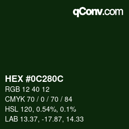 Color code: HEX #0C280C | qconv.com