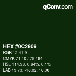 Farbcode: HEX #0C2909 | qconv.com