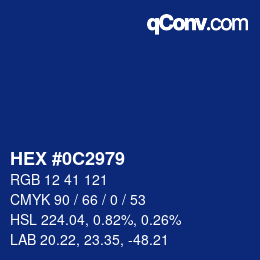颜色代码: HEX #0C2979 | qconv.com