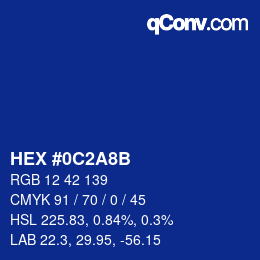 カラーコード: HEX #0C2A8B | qconv.com