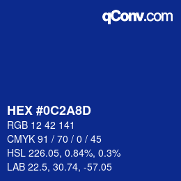 颜色代码: HEX #0C2A8D | qconv.com