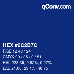 Color code: HEX #0C2B7C | qconv.com