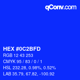 カラーコード: HEX #0C2BFD | qconv.com