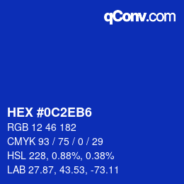 カラーコード: HEX #0C2EB6 | qconv.com
