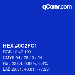 Color code: HEX #0C2FC1 | qconv.com