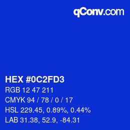 Color code: HEX #0C2FD3 | qconv.com