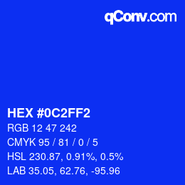 Color code: HEX #0C2FF2 | qconv.com