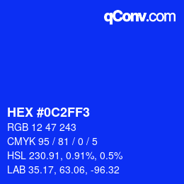 Color code: HEX #0C2FF3 | qconv.com