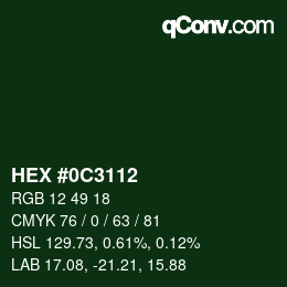 Color code: HEX #0C3112 | qconv.com