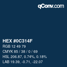 Color code: HEX #0C314F | qconv.com