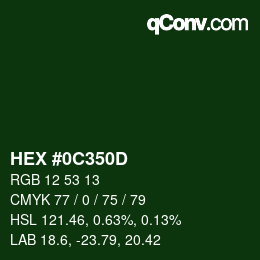 Color code: HEX #0C350D | qconv.com