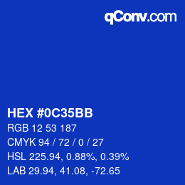 Color code: HEX #0C35BB | qconv.com