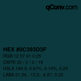 Color code: HEX #0C393D3F | qconv.com