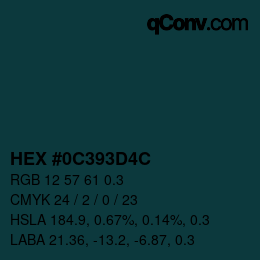 Farbcode: HEX #0C393D4C | qconv.com