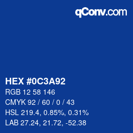 颜色代码: HEX #0C3A92 | qconv.com